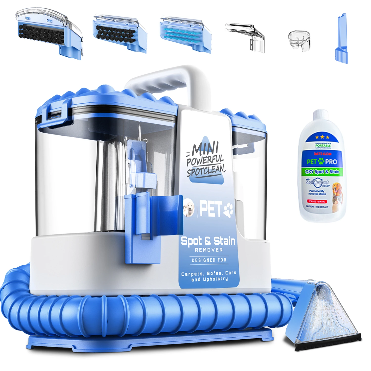 Teppichreinigungsmaschine, 20 kPa, 600 W, leistungsstarke Saugkraft mit 5 Reinigungswerkzeugen, leicht für Teppiche, Teppiche, Autositze, Haustiere, Treppen