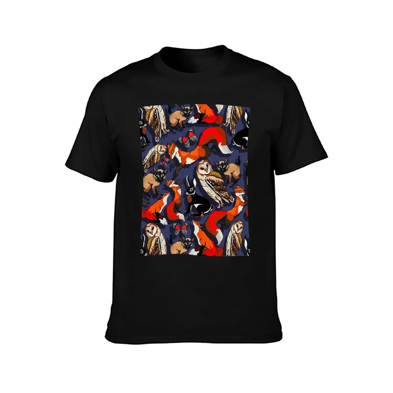 Woodland Creatures T-Shirt Lightweight Basic Short Sleeve Shirt T-Shirt