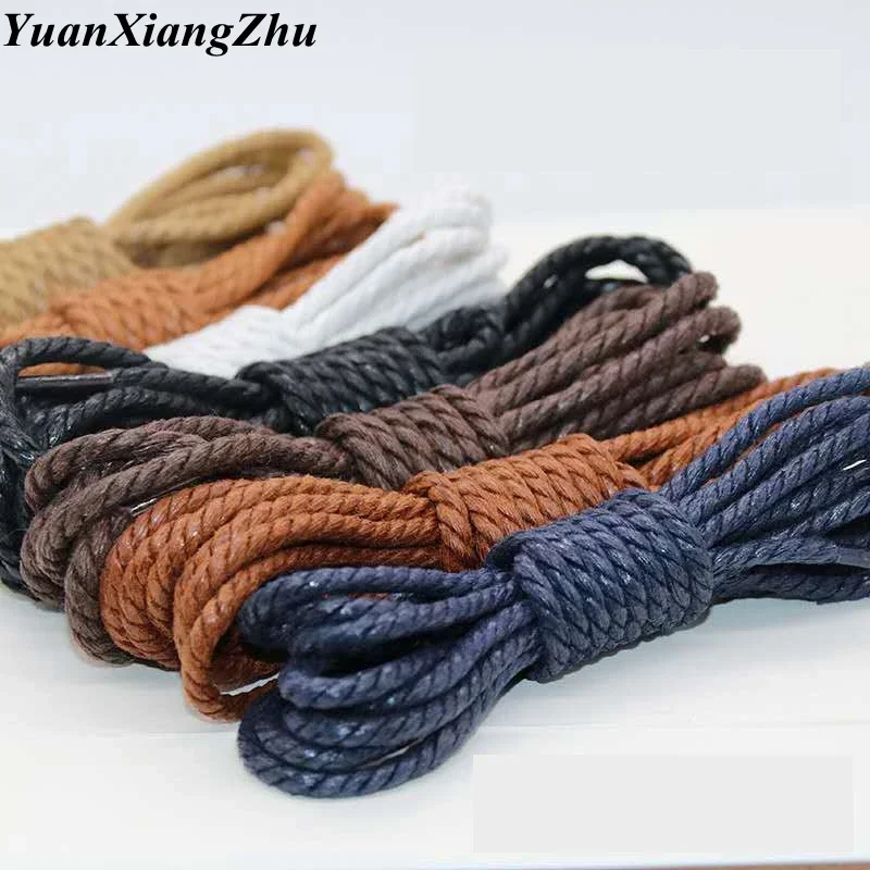 1Pair Waxed Shoelaces Casual Leather Shoelace Round shoe laces Shoestring Boots Laces Shoes Cord Ropes 60/90/120/150CM