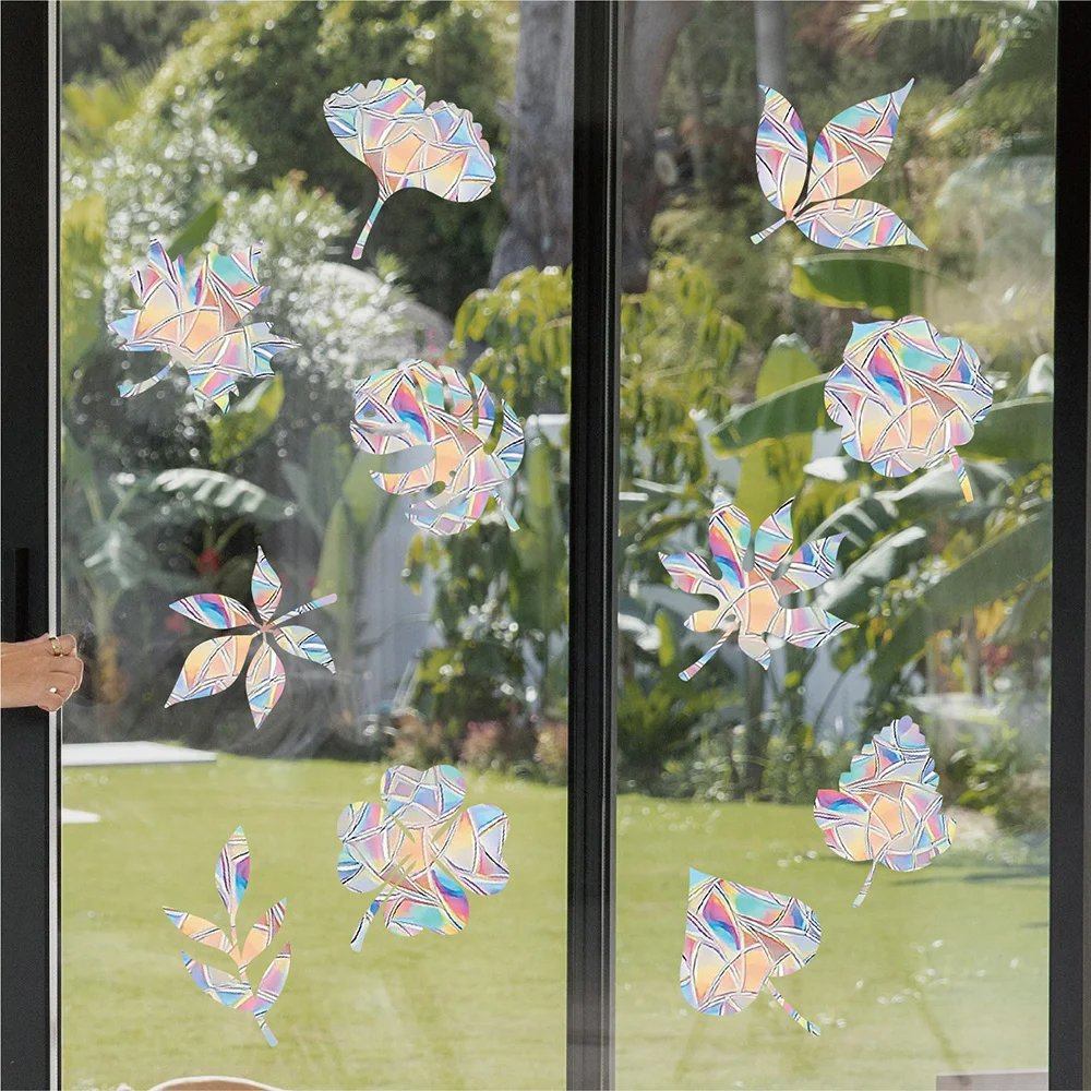 3 Sheets 19PCS Colorful Leaves Static Sticker Glass Window Stickers Wall Stickers Diy Wallpaper Decals Home Decor Craft