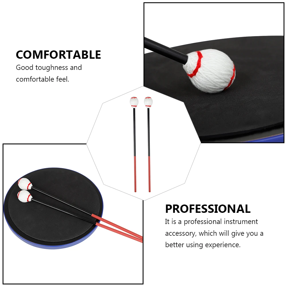 

2pcs Xylophone Hammers Carbon Fiber Handles Cotton Thread Smooth Surface Durable Material Percussion Sticks Marimba Mallets
