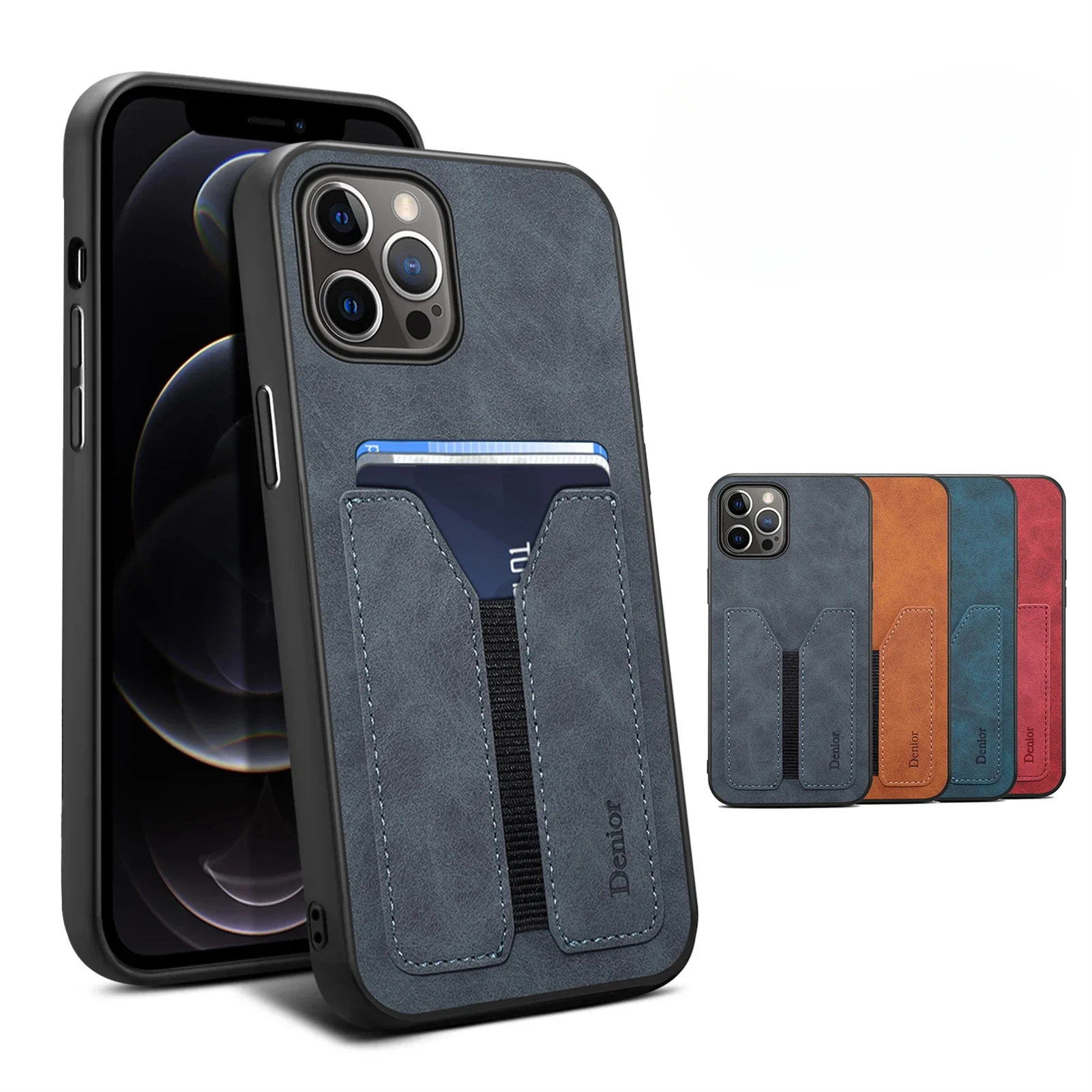 

Card Pocket Wallet Phone Case for iPhone 17 Air 13 12 Mini 16 16E 15 14 11 Pro Max Plus Leather Back Cover