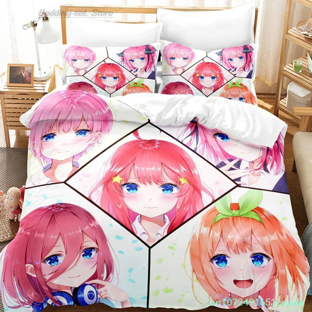 The Quintessential Quintuplets Bedding Set Single Twin Full Queen King Size Bed Set Aldult Kid Bedroom Duvetcover Sets 3D Anime