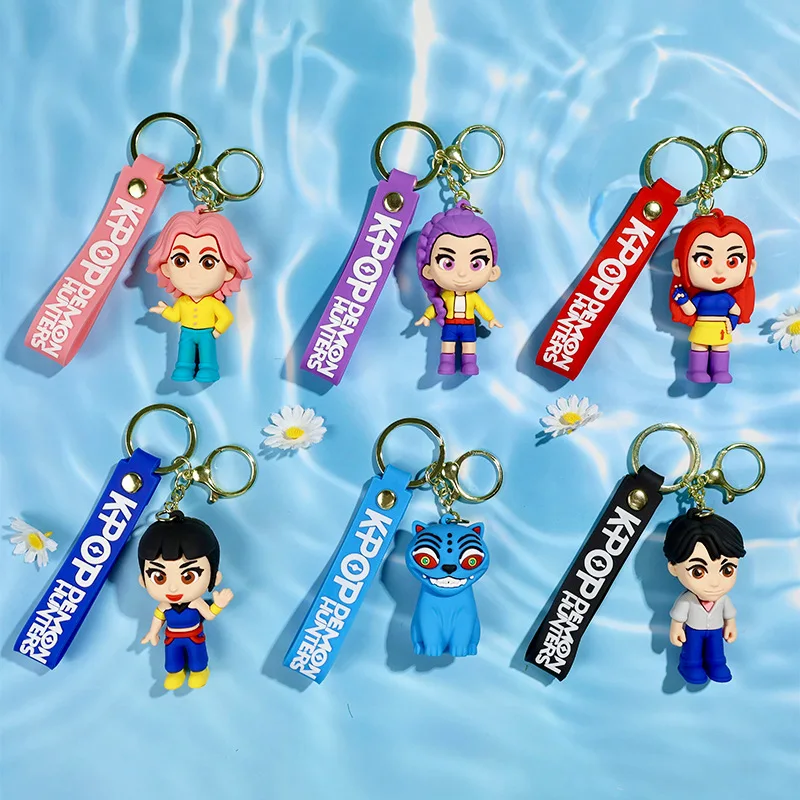 

1/6pcs KPOP Demon Hunters Keychain Pendant Drip-molded PVC Material Bag Charm DIY Fashion Doll Accessory New Style Gift