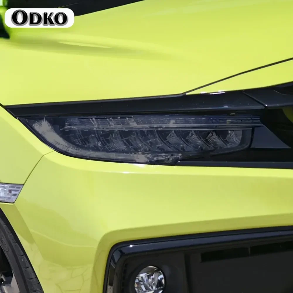 

Car Headlight Protective Tint Film Smoke Black Transparent TPU Transparent Sticker For Honda Civic 10th Gen FC/FK 2016-2021 2pcs