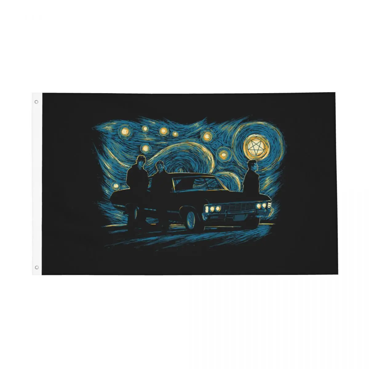 Supernatural Night Flag Outdoor Banner 2 Grommets The Starry Night Vincent Van Gogh Decoration Fade Proof 2x3 3x5 4x6 FT Flags