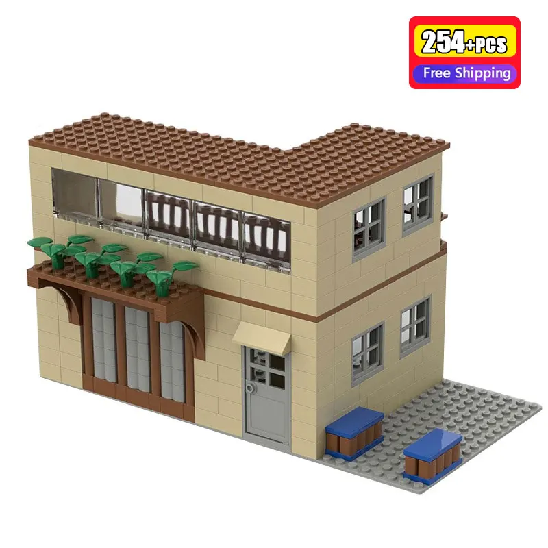 Bloques de Construcción MOC, Modelo de Casa de Arquitectura Urbana, Villa Modular Color Tan con Balcón, Juguetes Educativos de Ladrillos para Niños