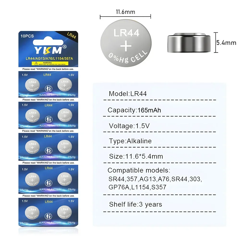 10-40PCS AG13 LR44 Batteries A76 L1154f 357/303 L1154 SR44 L1154c LR44h 357A 1.5V Alkaline Battery for Watch Calculator Toy