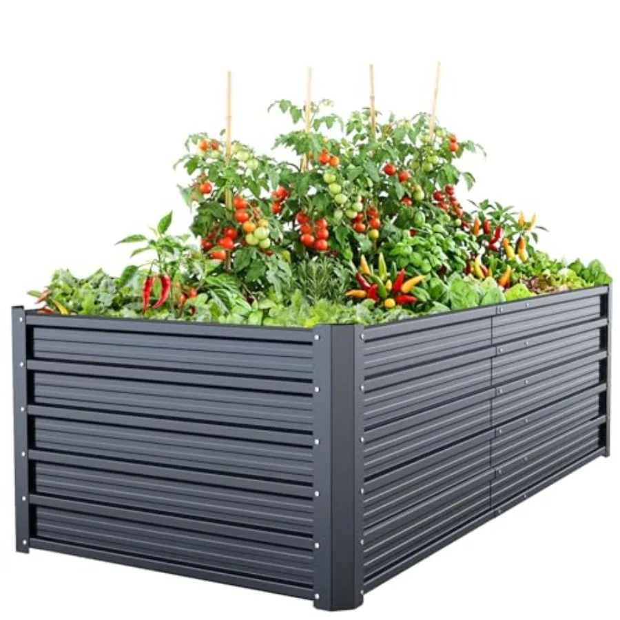 6x3x1.9FT Metal Raised Garden Bed Outdoor Reinforced Galvanized Steel Rustproof Planter Box 100 Non-Toxic 256 Gal Large Ccity H