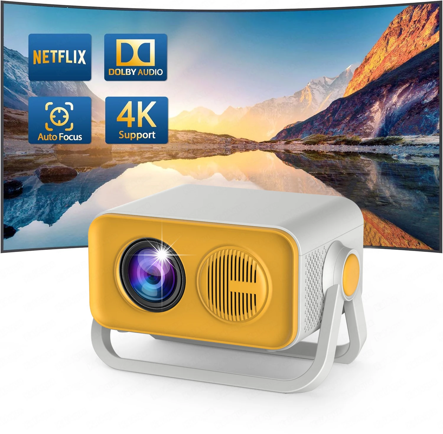 

NEW KaiAqua Portable Projector Native 4K HT23PROQ 1080P Auto Focus Keystone Correction BT5.2 Android 11 WIFI6 360° Home Cinema