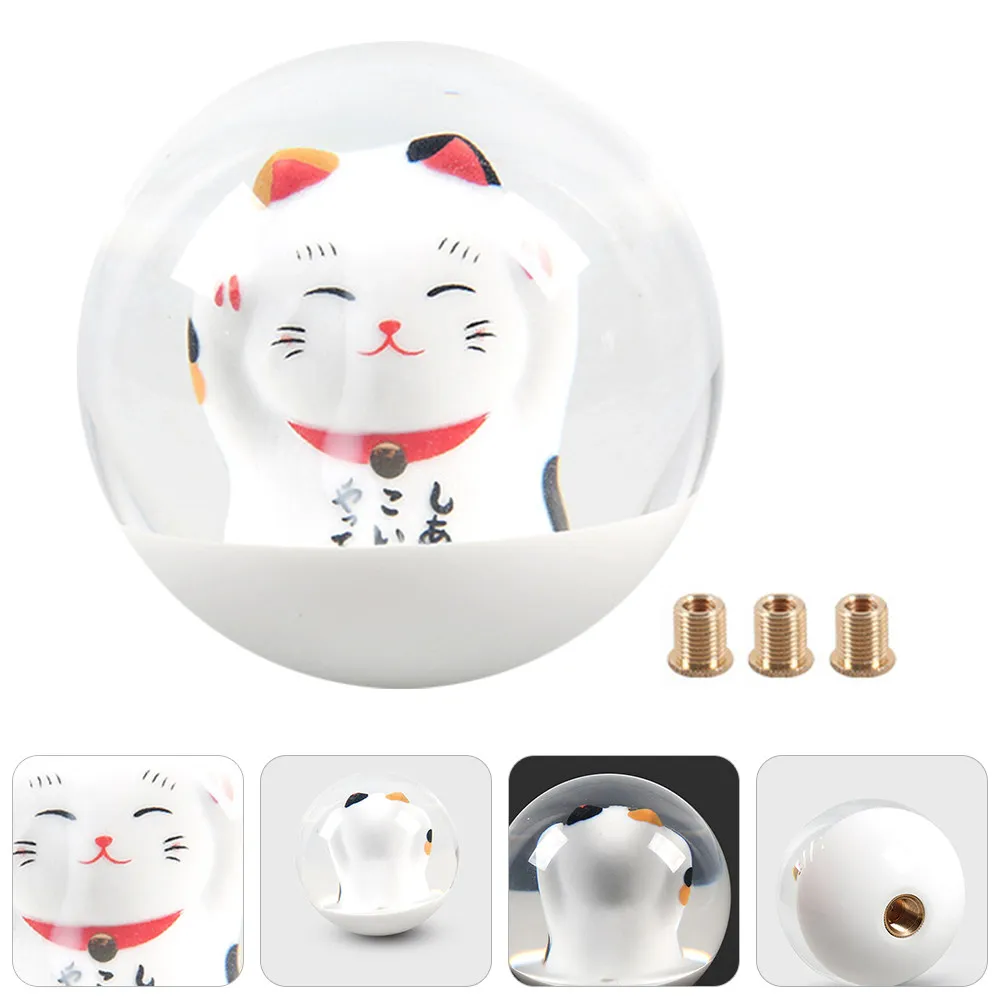 

1 Set Manual Gear Shifts Knob Cat Round Ball Shifts Knob with Adapters for Car Interior Auto Accessories Car Supplies