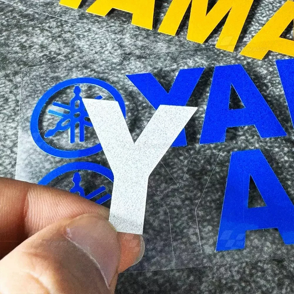 Calcomanías reflectantes para decoración del cuerpo de motocicleta con letras láser para moto de cross, pegatinas para casco, accesorios de modificación