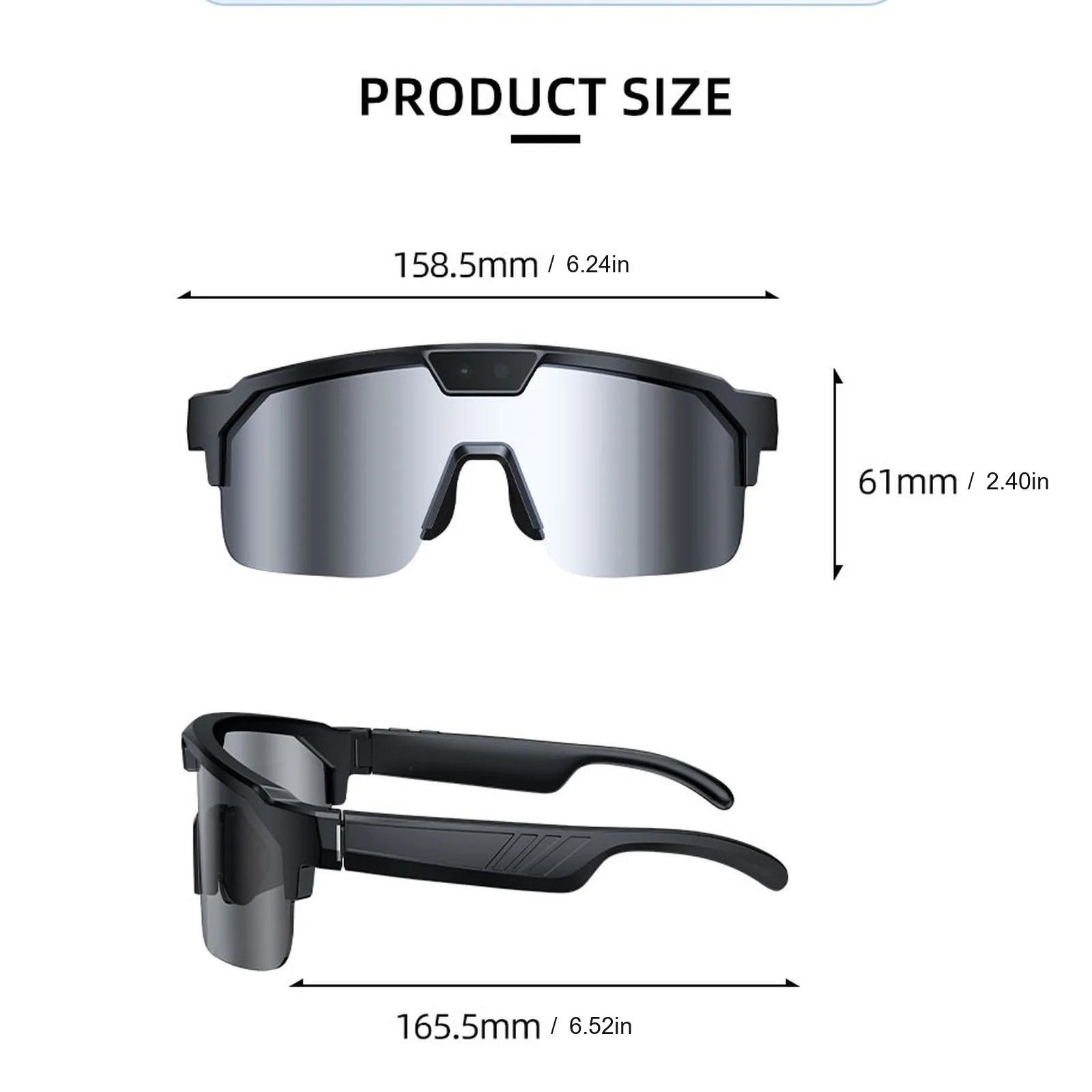 AI Sports Camera Glasses 30MP Photo 1200P Video Dual Anti-shake Bluetooth 5.3 Calling AI Translation 100+ Languages UV Polarized