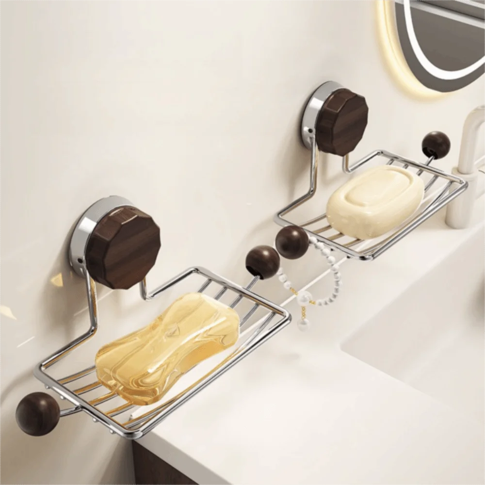 

Soap Tray Vacuum Suction Cup Soap Dish Wall Mounted Self Draining Shower Soap Holder Heavy Duty No-Drilling