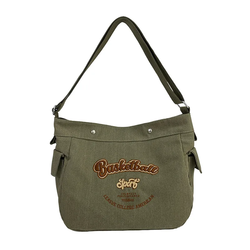 2025 Nuova borsa a tracolla in stile coreano: borsa in tela con stampa di lettere, spaziosa e leggera, perfetta per la scuola, il lavoro e lo shopping