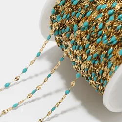 2M 8 Styles Stainless Steel Blue Enamel Lip Link Chains for Women Necklace Bracelet Making Waterproof Nickel Free