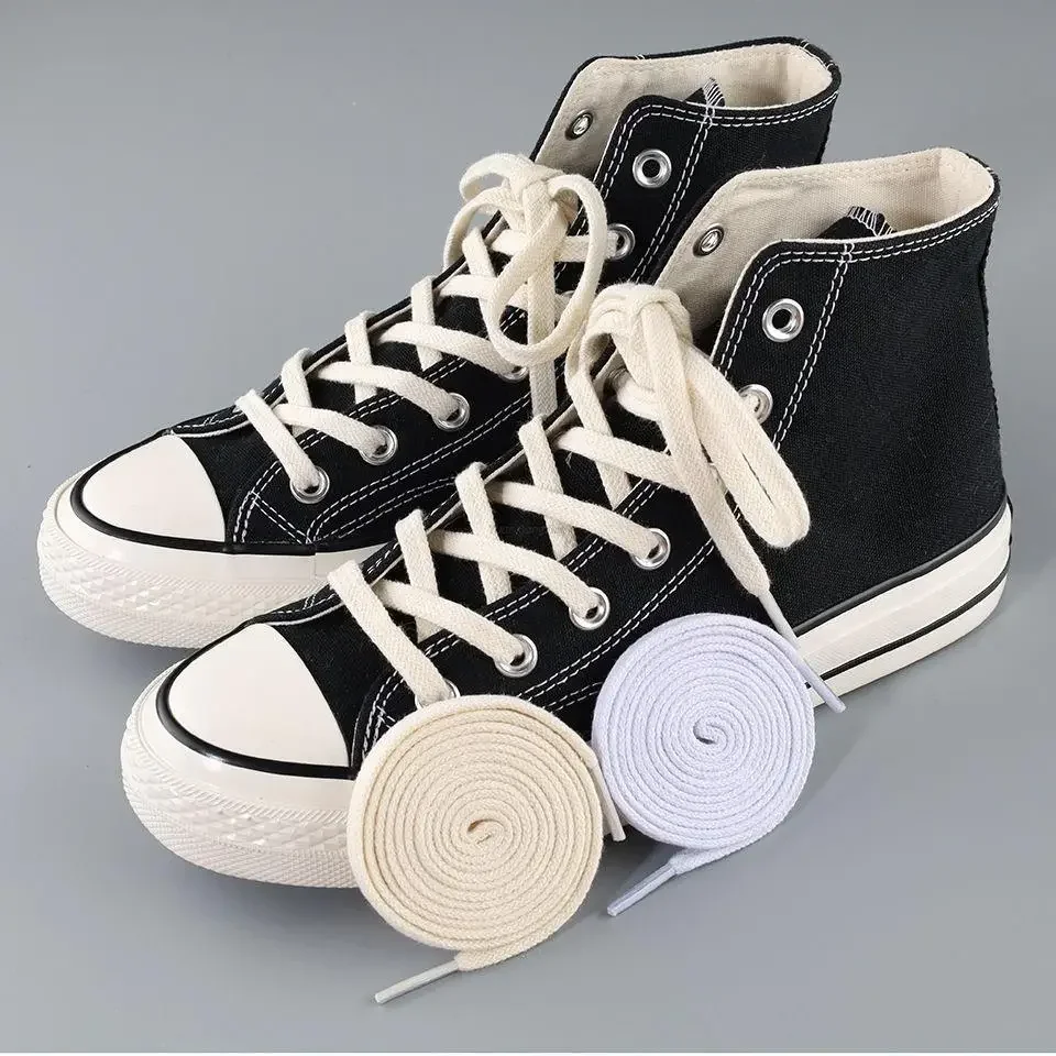 1 par/2 pares de cordones planos de algodón puro, cordones clásicos de doble capa para zapatillas de lona y calzado informal, resistentes y que no se decoloran.