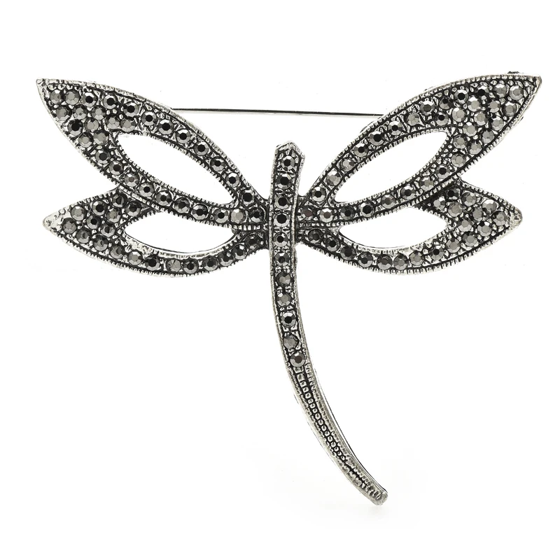 Wuli&baby Vintage Dragonfly Brooch Pins For Women Unisex 2-color Rhinestone All-match Insects Party Casual Brooch Pins Gifts