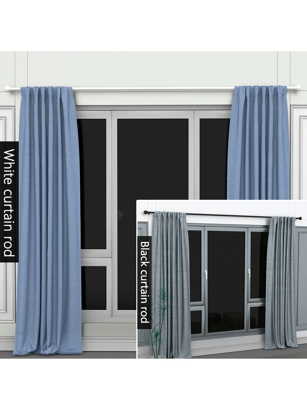 5/8 Zoll Metall-Gardinenstange/Römerstange, maximale Länge 45 Zoll - 147 Zoll, geeignet für 1m, 2m, 3m Fenster, verstellbares Gardinenstangensystem, moderner Dekorationsstil. – Detail 8