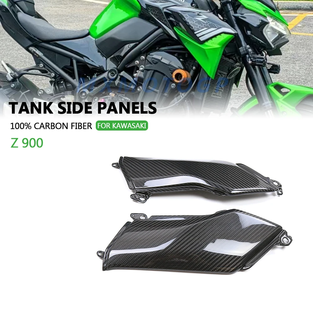 

For Kawasaki Z900 2017- 2021 2022 2023 100% Carbon Fiber Tank Side Panels Fairings Side Panels Below Tank Motorcycle Accessories