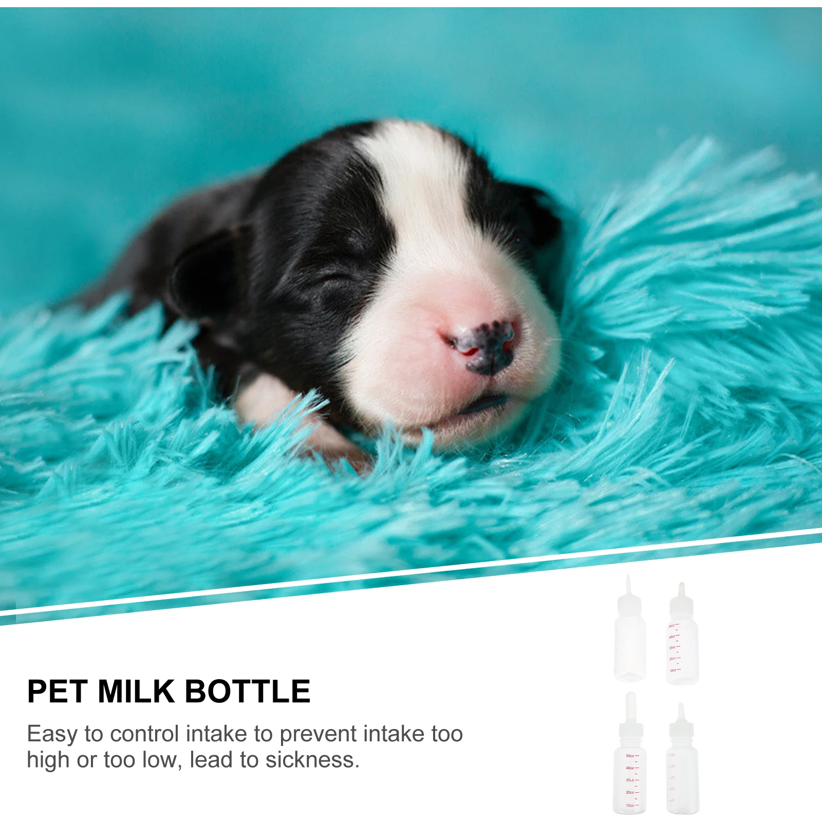 

4pcs Bottles Silicone Feeding Bottle for Newborn Puppies Kittens Small Animals with Scale Design Easy Clean for Pets