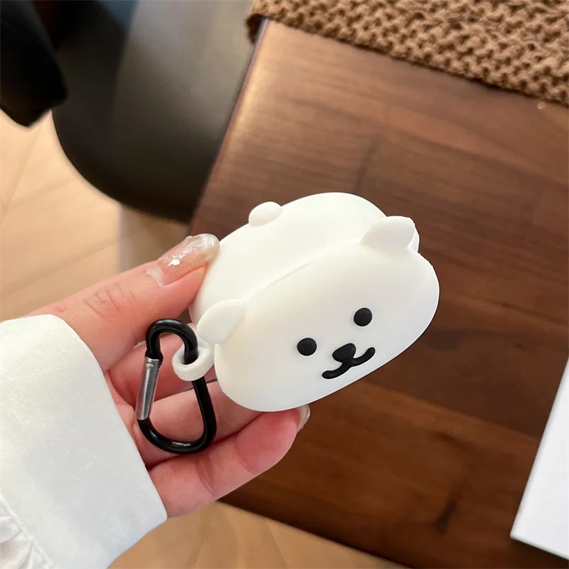 für AirPods 4 Hülle 3D Niedlicher weißer Bär Cartoon-Abdeckung für Apple AirPods Pro 2 Ladebox Kopfhörerhülle für AirPods 3 2 1