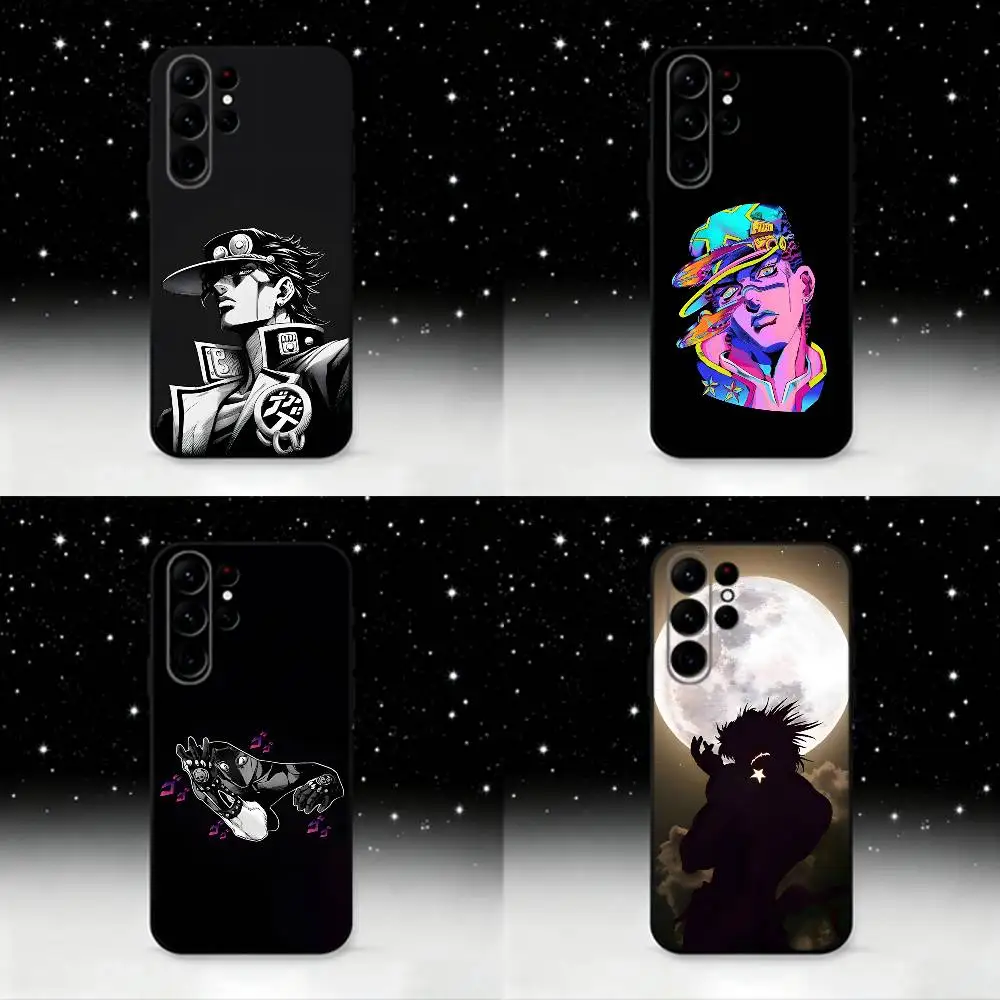 

J-JoJo's B-Bizarre Adventure Phone Case For Samsung S25,S24 Ultra,S20,S30 plus,S22 plus,S23,S30 Ultra 5G Silicone Black Shell