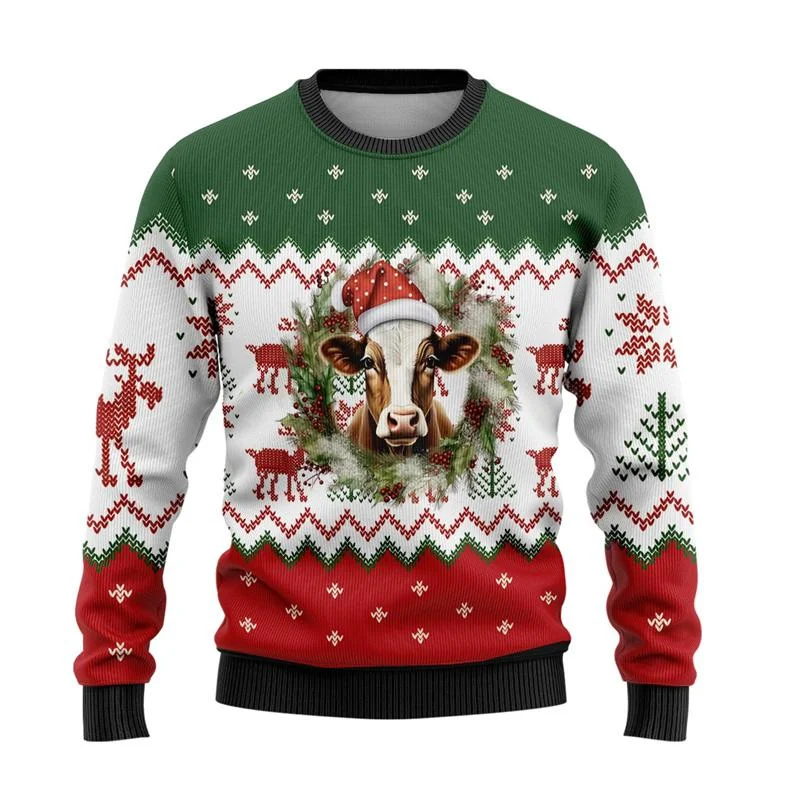 Divertente brutto maglione natalizio da uomo, regalo pullover natalizio girocollo a maniche lunghe, morbido novità per feste, vestibilità ampia