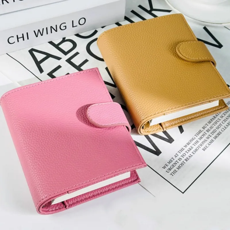 2024-2025 A7 Pu Leather Binder 6 Ring Binder With 45 Sheets PU Clip-on Notebook Faux leather Loose Leaf Notebook Journal Kawaii