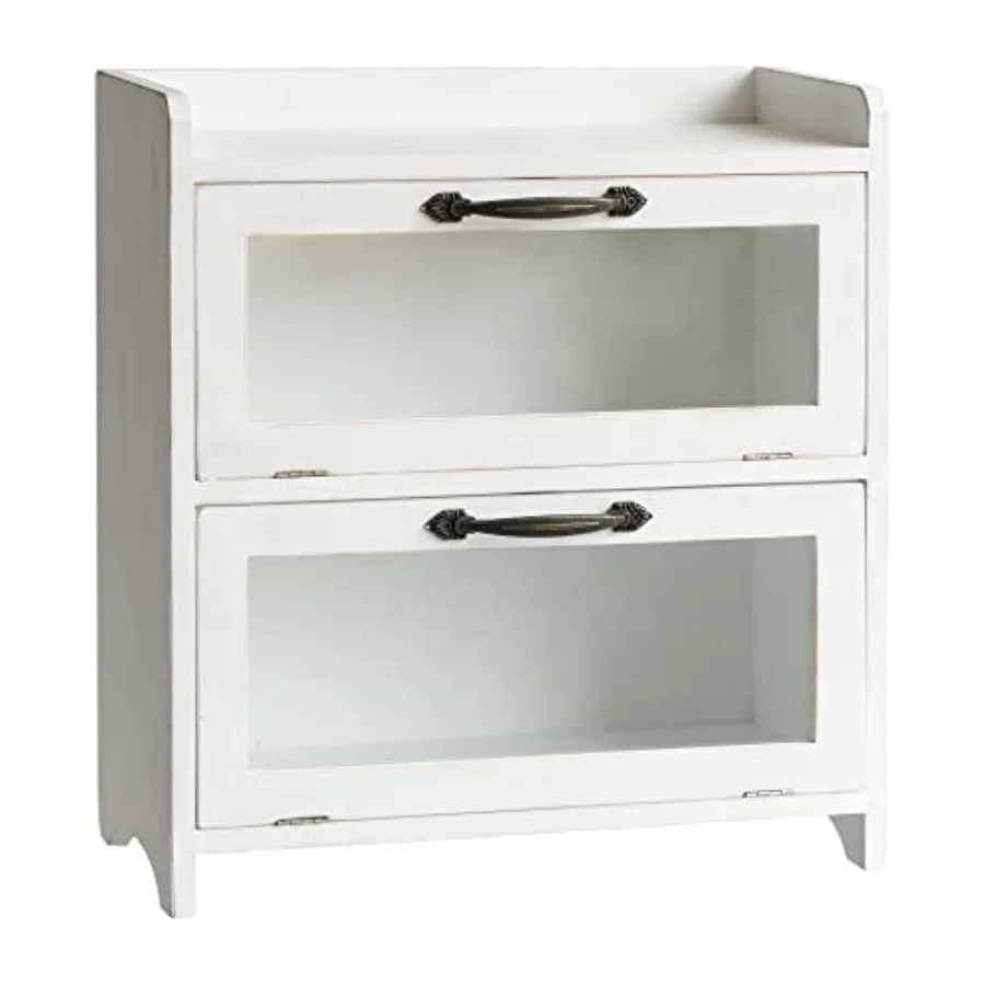 

2 Tiered Storage Cabinet Countertop Cabinet Wood Organizer for Kitchen Living Room Bedroom Office 15.75 x 14.5 x 6.5 no Pattern