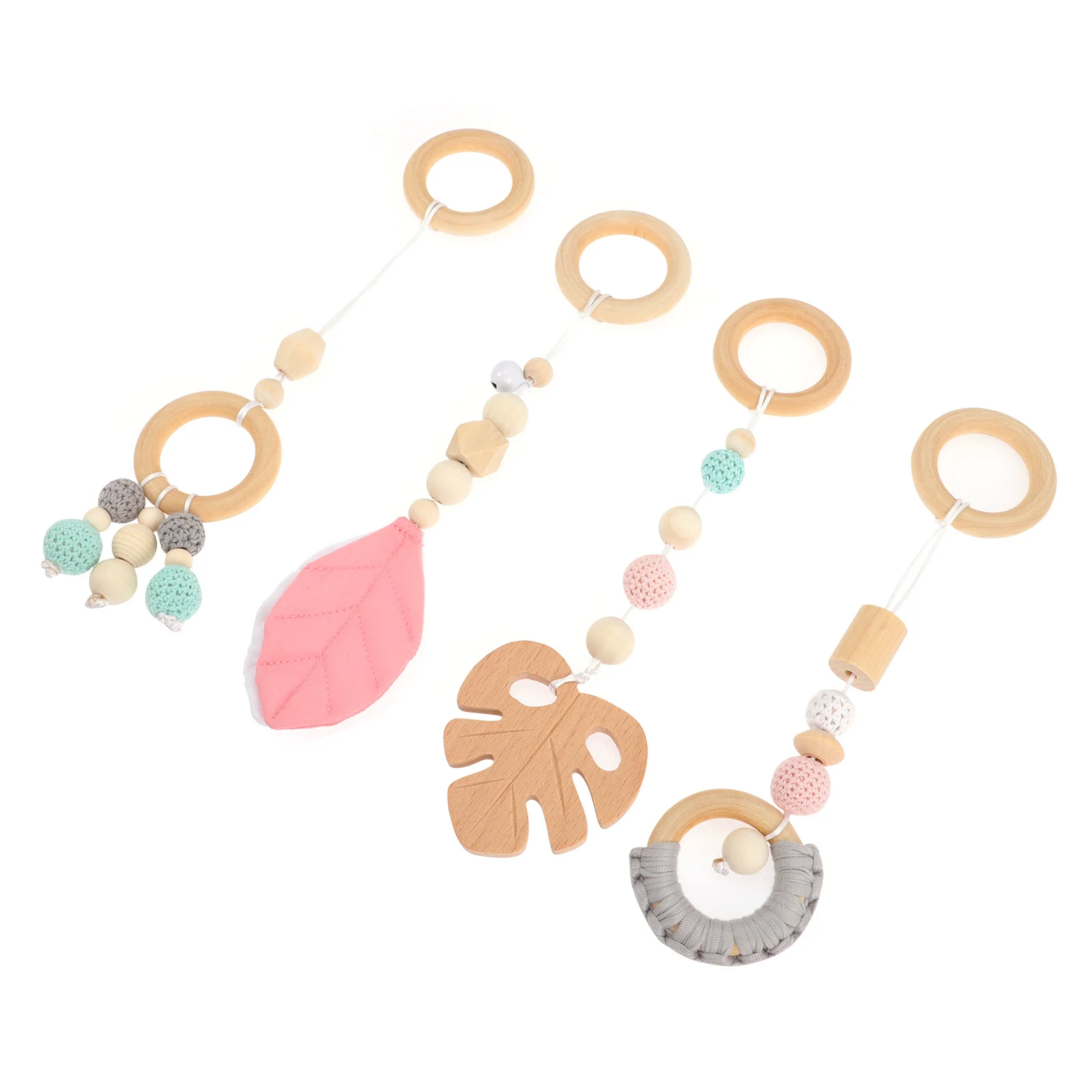 4 قطعة أجراس معلقة خشبية للأطفال ديكور عربة أطفال لغرفة نوم الحضانة تستخدم ألعاب ألعاب حسية ديكور الحضانة