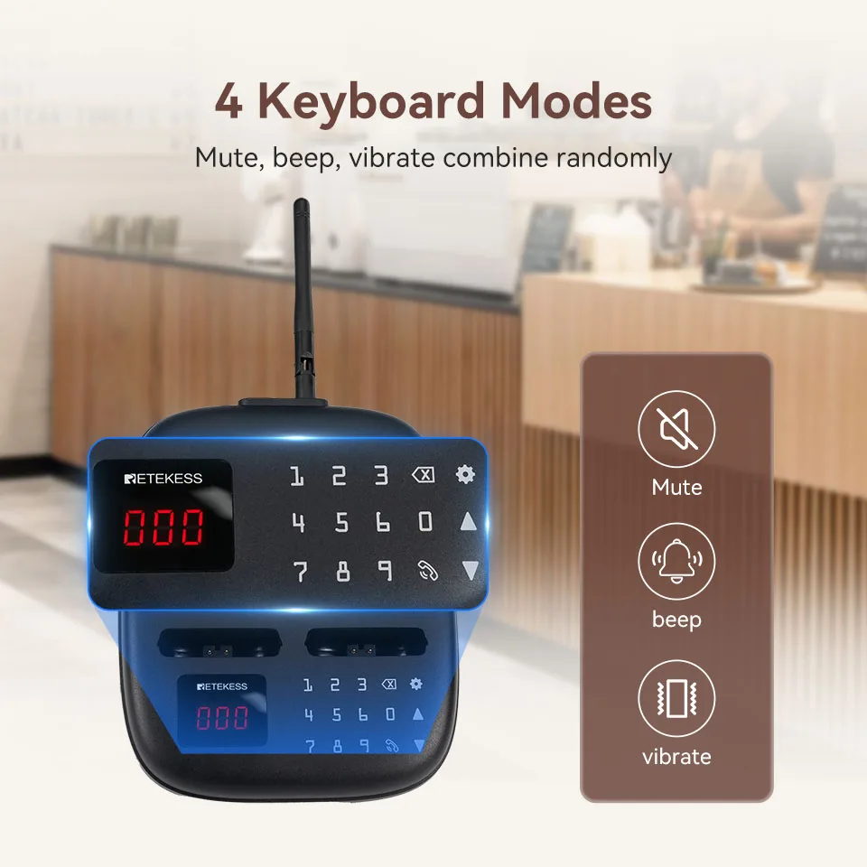 Retekess TD175S pager system for restaurant wireless саlling system 10 vibrator coaster buzzer bell receiver for cafe food truck