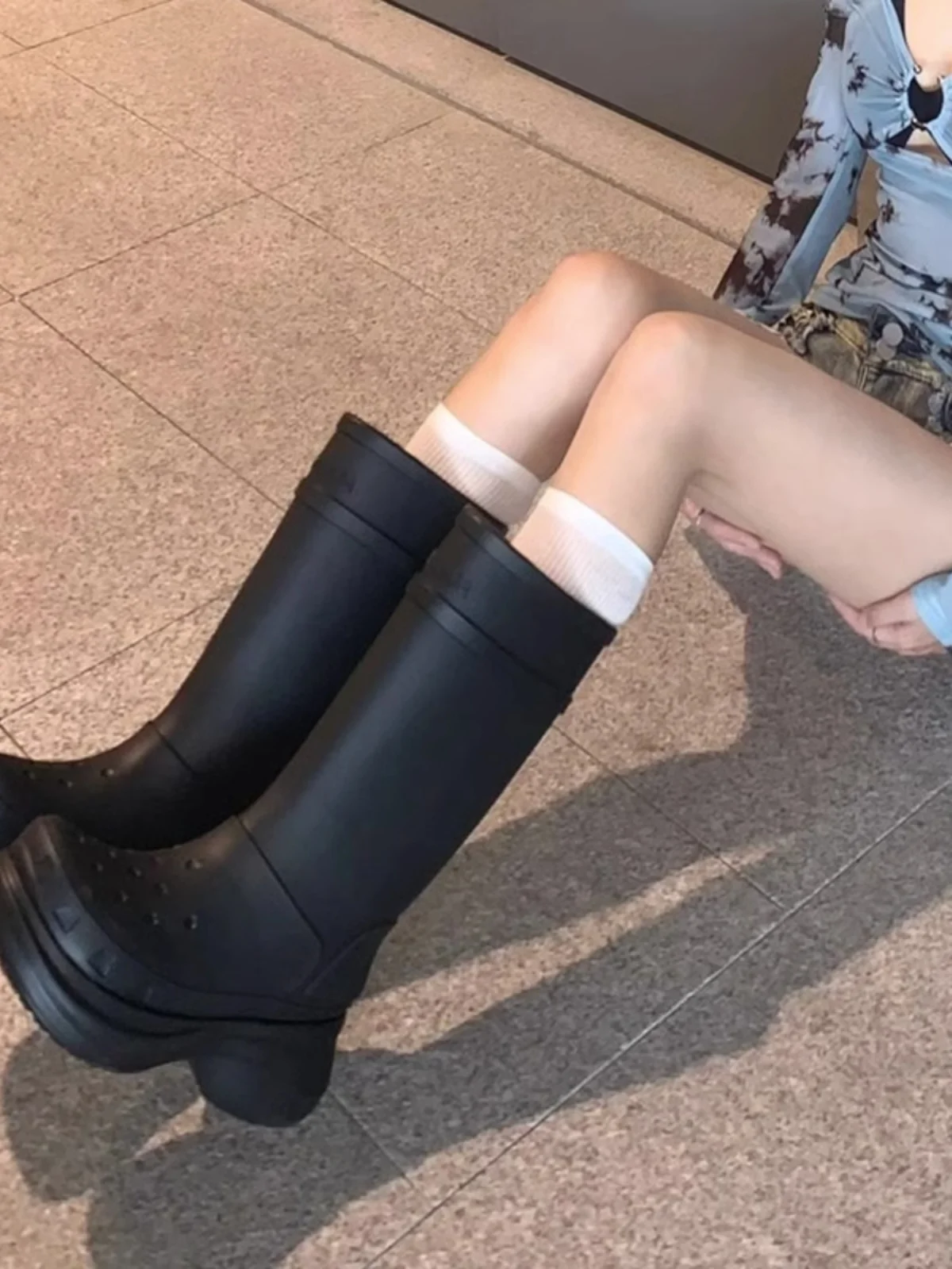 Botas de lluvia con zuecos Cloud Paris, Botas Largas de tubo alto, botas de escalada de montaña antideslizantes e impermeables para mujer, Botas de lluvia Thi Bot