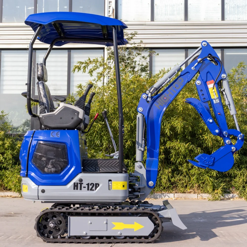 Hightop Micro Excavator 1.2 Ton Earth-Moving Machinery Farm Small Digger Mini Excavation Machine