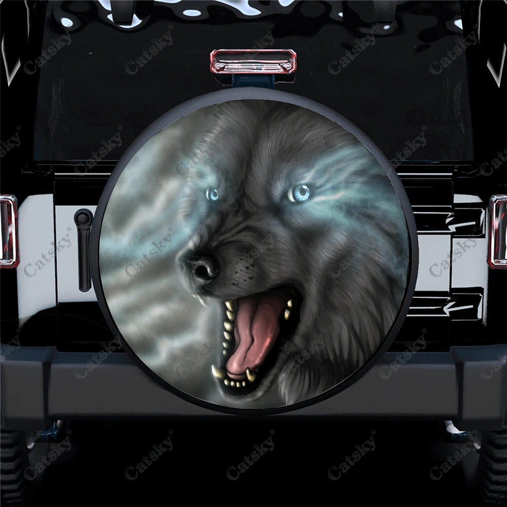 

Eyes of a Wolf Print Spare Tire Cover Waterproof Tire Wheel Protector for Car Truck SUV Camper Trailer Rv 14"-17"