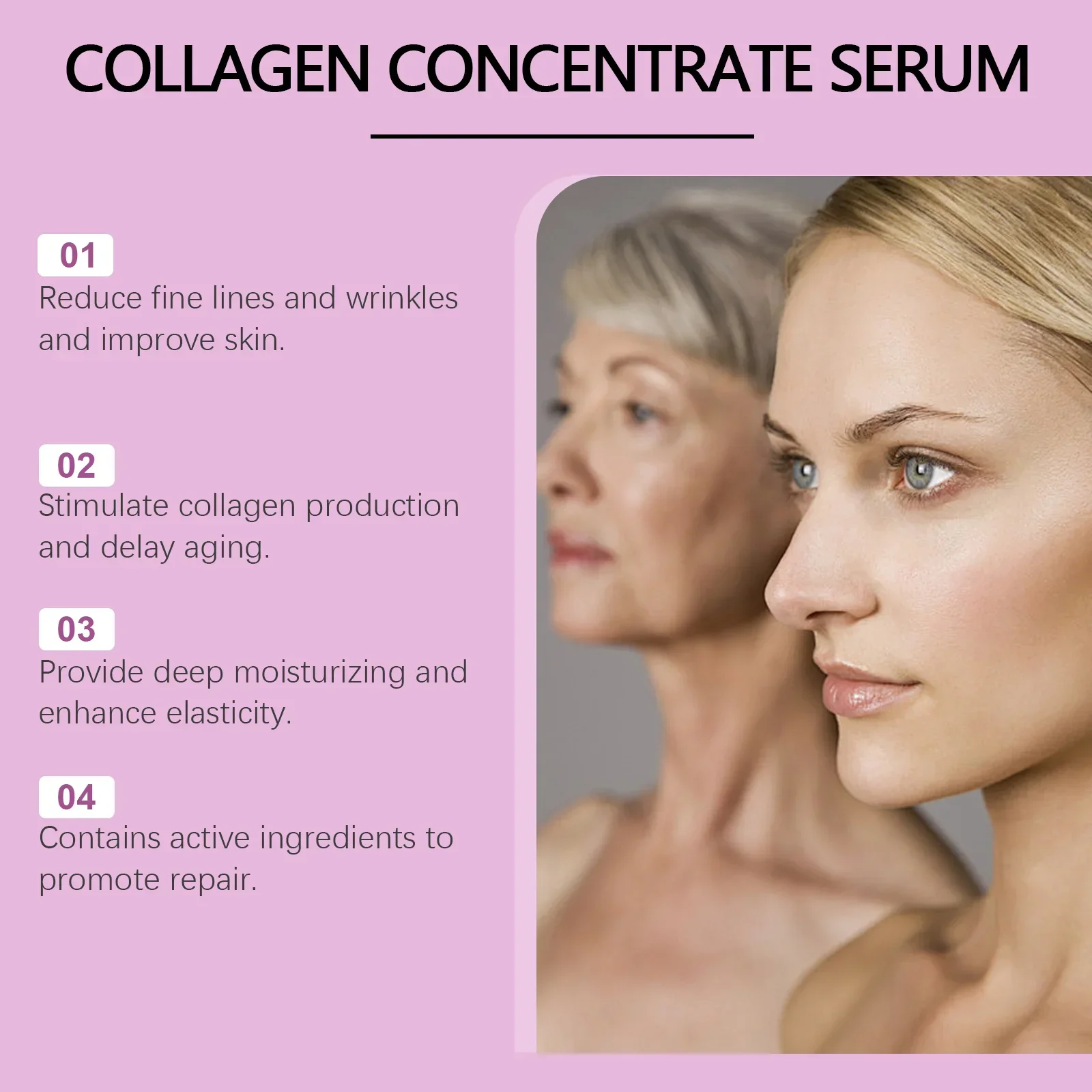 EELHOE Collagen Lifting Facial Serum Anti-Wrinkle Fade Fine Lines Improve Skin Moisturizing Hydrating Ceramide Ampoule Essence