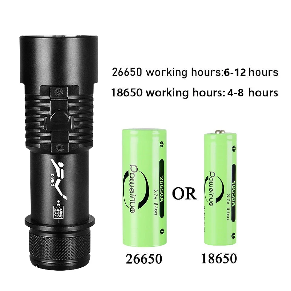 8000 Lumens Super Powerful Diving Flashlight XHP100 Yellow Light Underwater Lamps Scuba LED Flashlight Professional Diving Torch