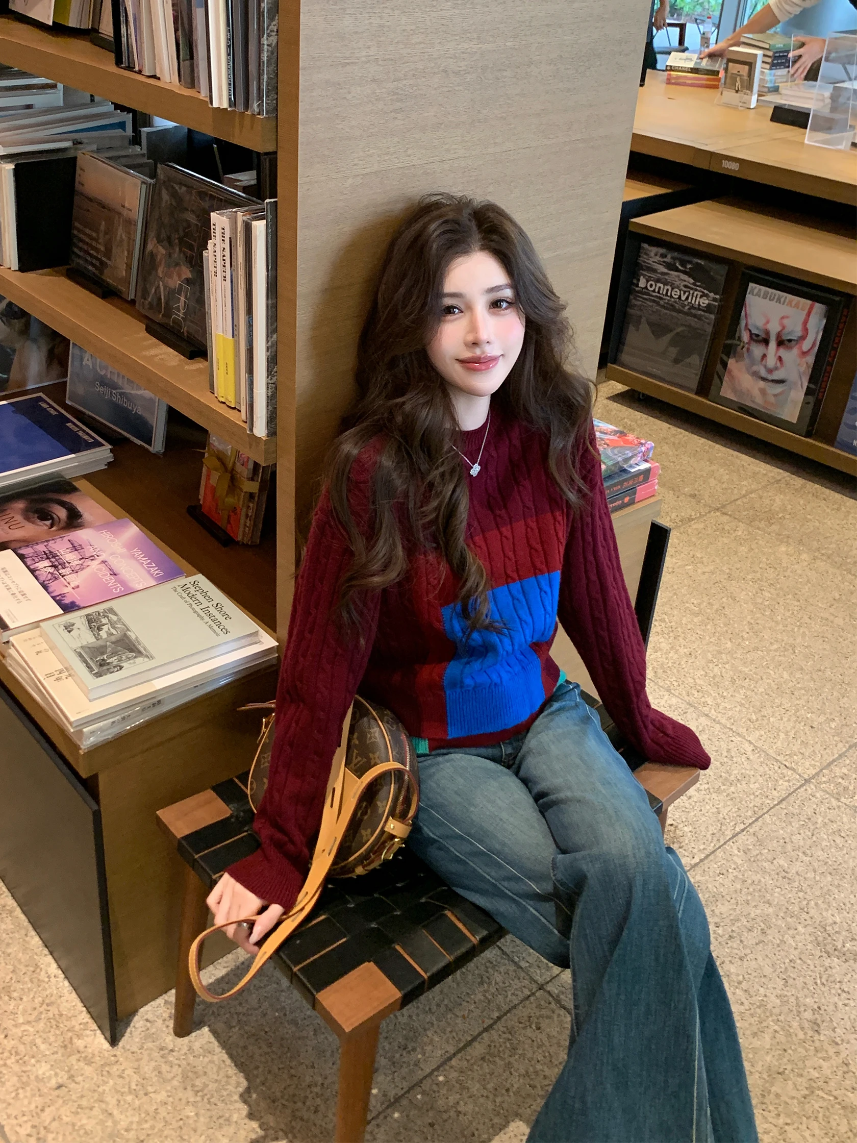 

Waable Yangzi 00 Woolen Sweater Women's Casual Neover Knitted Top Commute Sle Straight Cut Long Sve round Ne