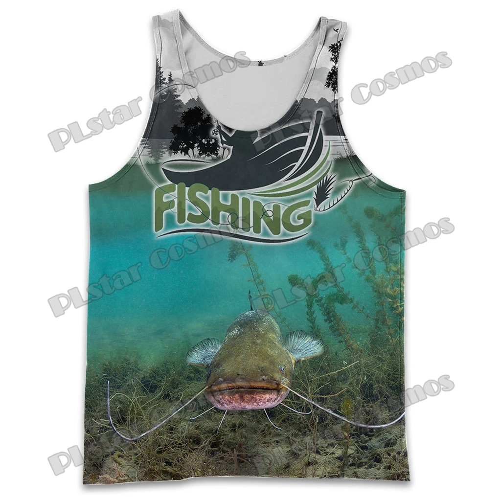 Walleye/Trout/Catfish/Bass/Marlin/Pike Fishing 3D Printed Men's Vest Summer Unisex Sleeveless Tees Casual Cool Tank Tops BX-79