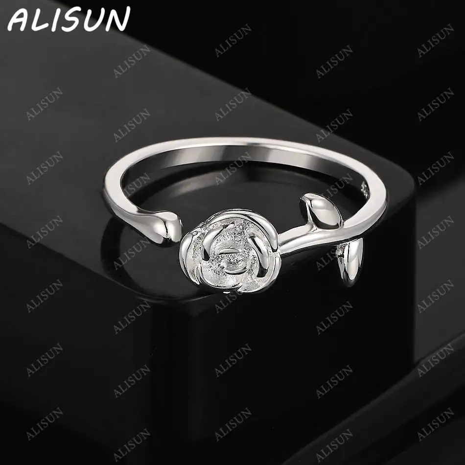 

ALISUN 925 Sterling Silver Rose Open Wedding Ring For Women Grace Jewelry Trend Fashionable Birthday Party Gifts