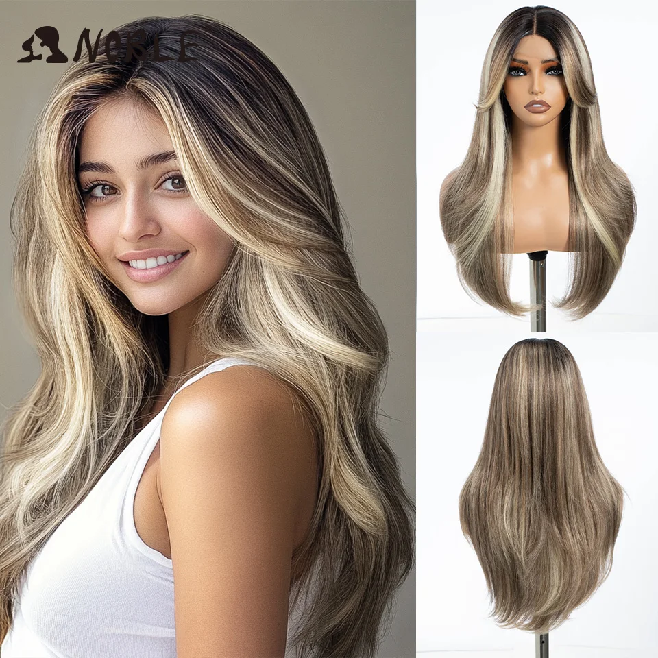 

Noble Synthetic Lace Front Wig 26" Straight Ombre lace Cosplay Wig Lace Part Wig Blonde Wigs For Women Wig synthetic Lace Wig