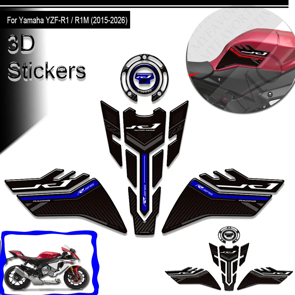 

Мотоцикл для YZF-R1 YZF-R1M YZFR1 YZFR1M YZF R1 R1M крышка бака газовое топливо наколенники наклейки защита 2015-2026