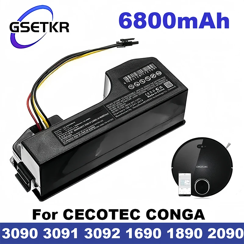 

New 14.4V 6800mAh Vacuum Cleaner Conga 3090 Battery for Cecotec Conga 3090 3091 3092 Vacuum Cleaner Accessories Replacement