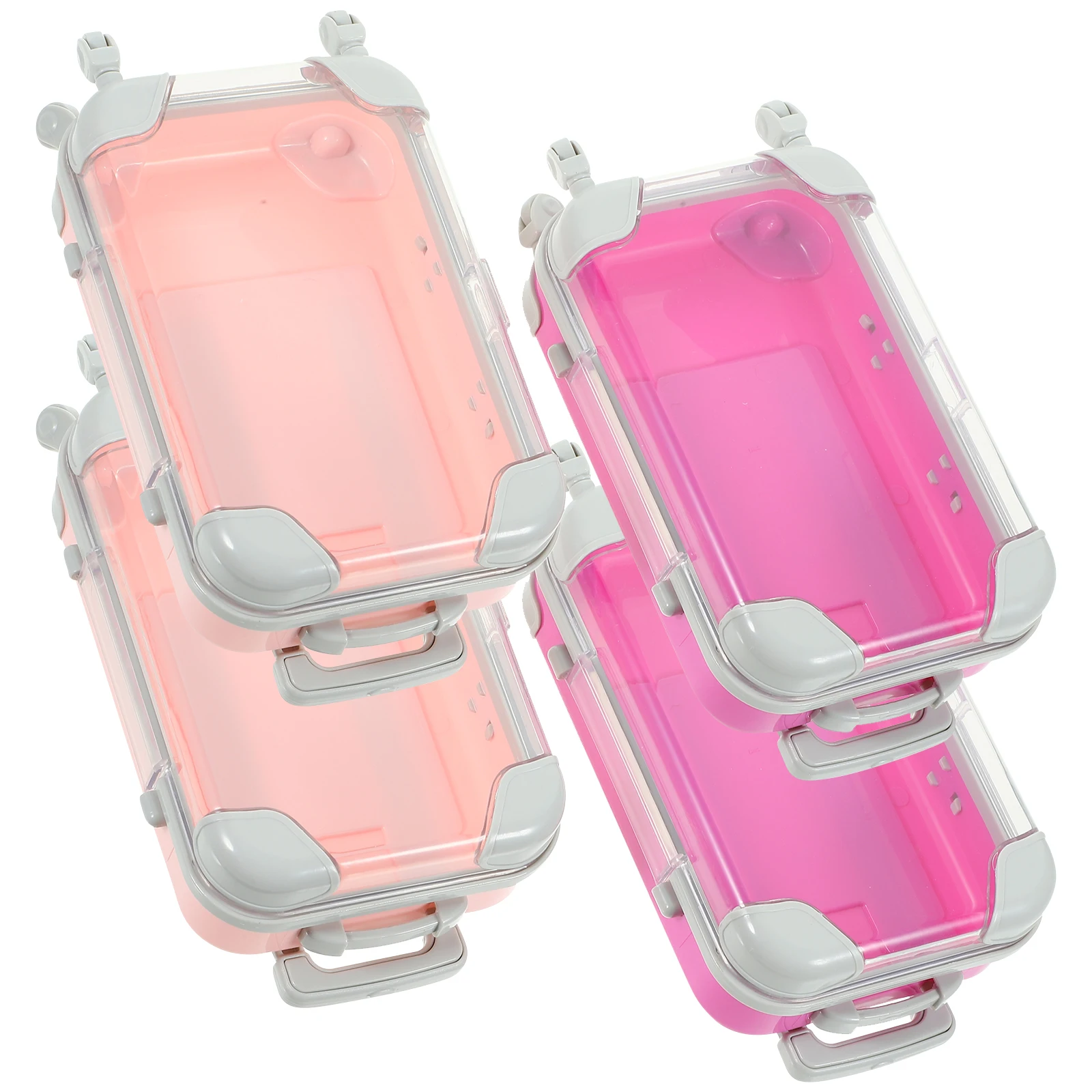 

4pcs Eyelash Box Mini Suitcase Bag Travel Makeup Case Plastic Storage Pink Rose Red Each Portable Cosmetics Organizer