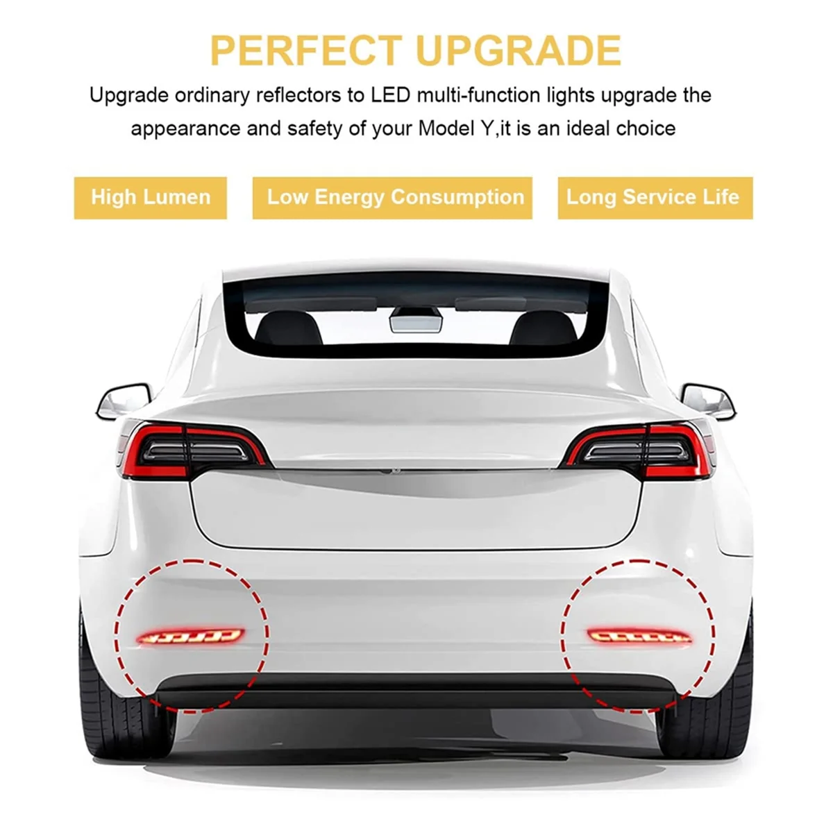 For Tesla Model Y 2021 2022 Rear Fog Light Bumper Reflectors Brake Tail Sequential Flash Singal Lights