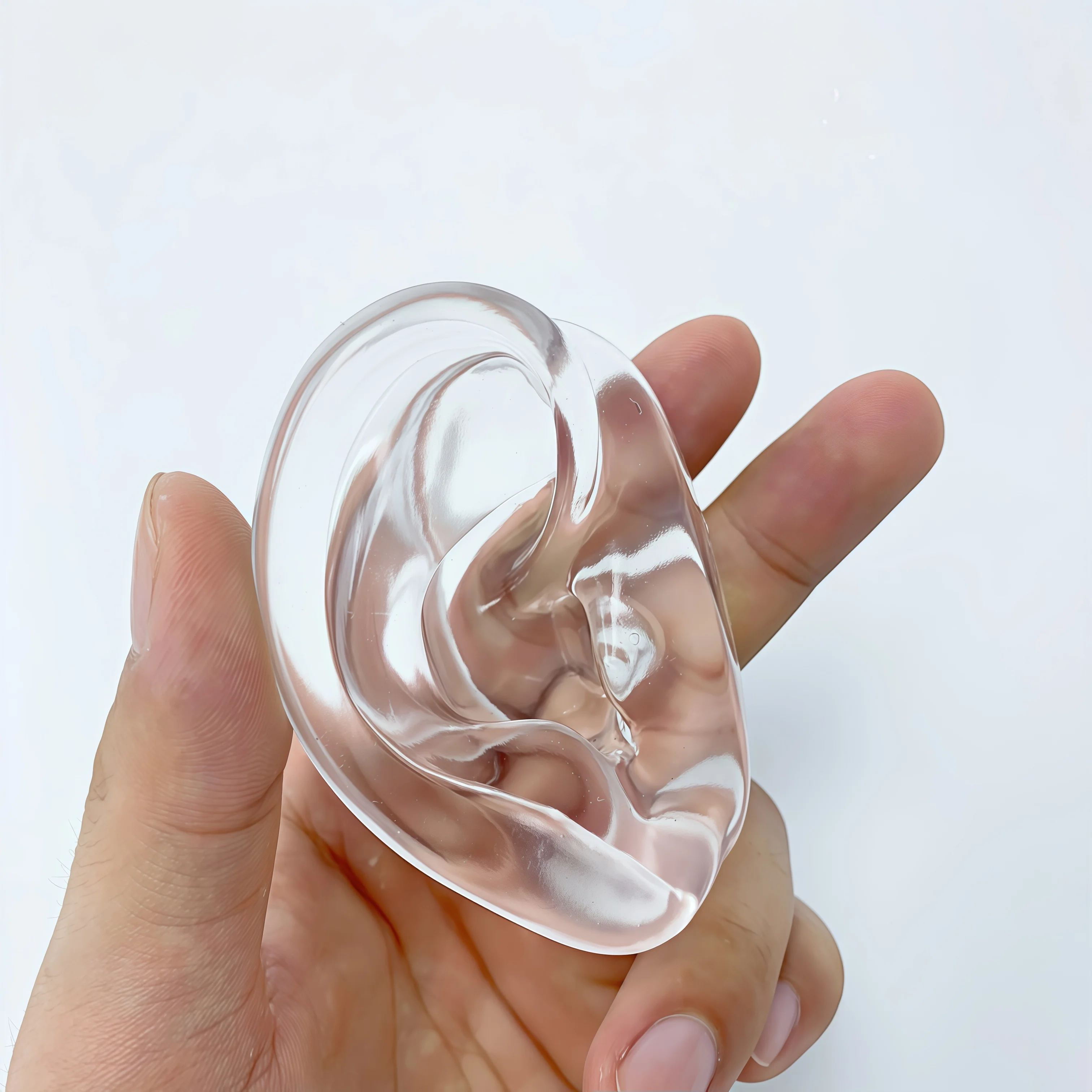 1PC Transparent Silicone Ear Model Tattoo Practice Body Part Display Ear Piercing Jewelry with Acrylic Stand