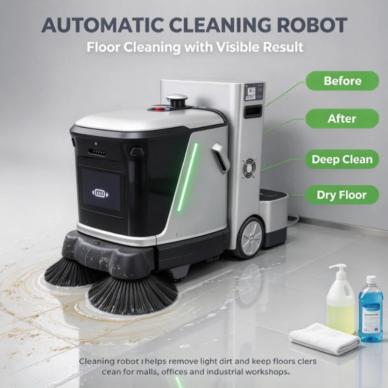 Customized Commercial Portable Wet & Dry Sweep Vacuum Robot, Mall Floor Cleaner Robot Featuring Workstation & 50L Water Tank