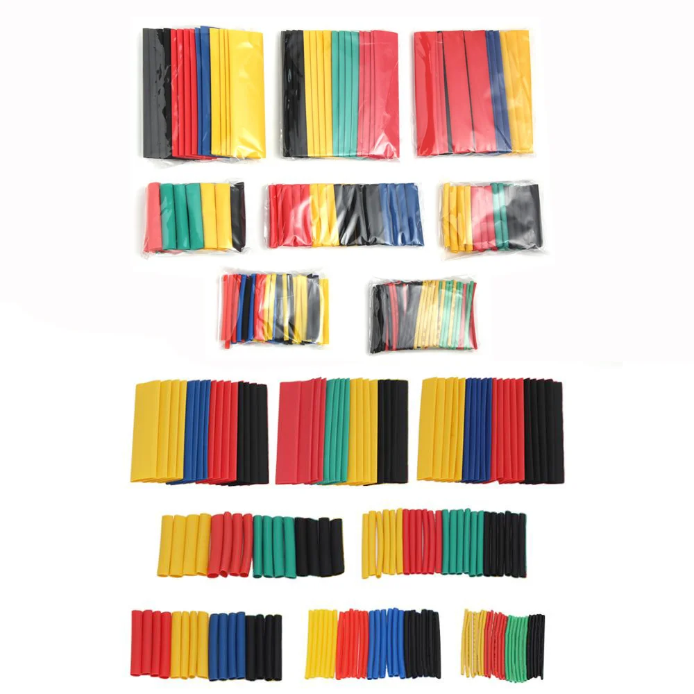 164/328pcs Set 8 Sizes Heat Shrink Tube Shrinking Assorted Polyolefin Insulation Sleeving Heat Shrink Tubing Wire Cable