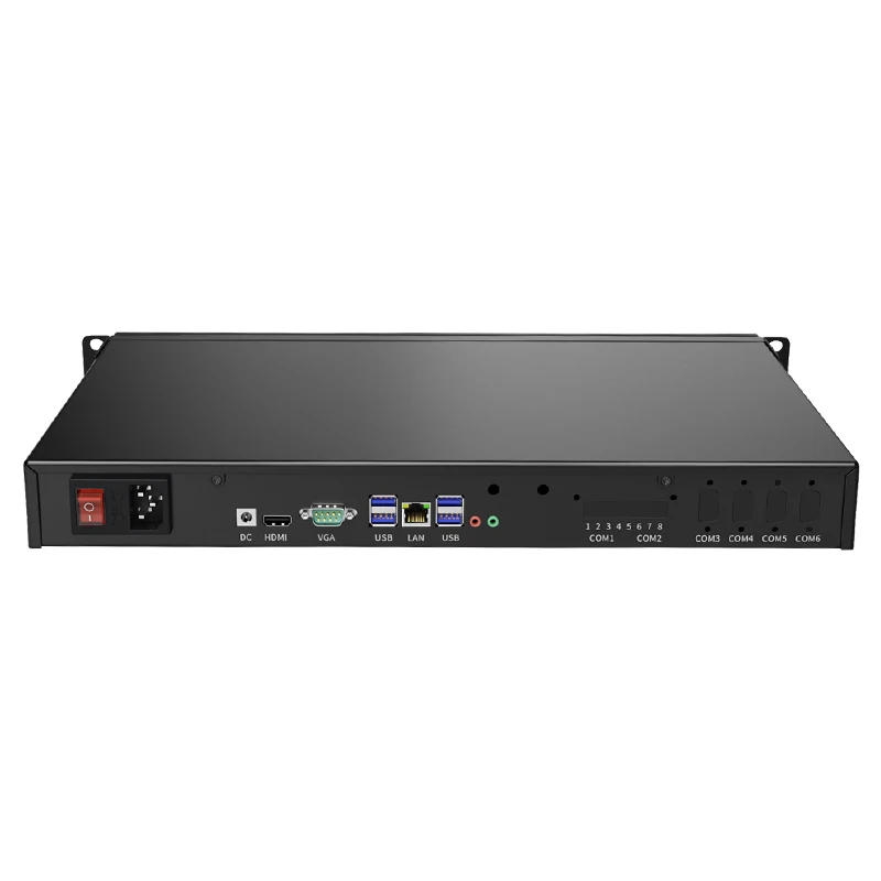 1U Rackmount ITX Industrial PC PC 11TH Gen Core i3 i7 RS232 RS485 6COM GPIO 6USB เข้ากันได้กับวินโดวส์เซิร์ฟเวอร์ลินุกซ์ฟรีเลเซอร์โลโก้