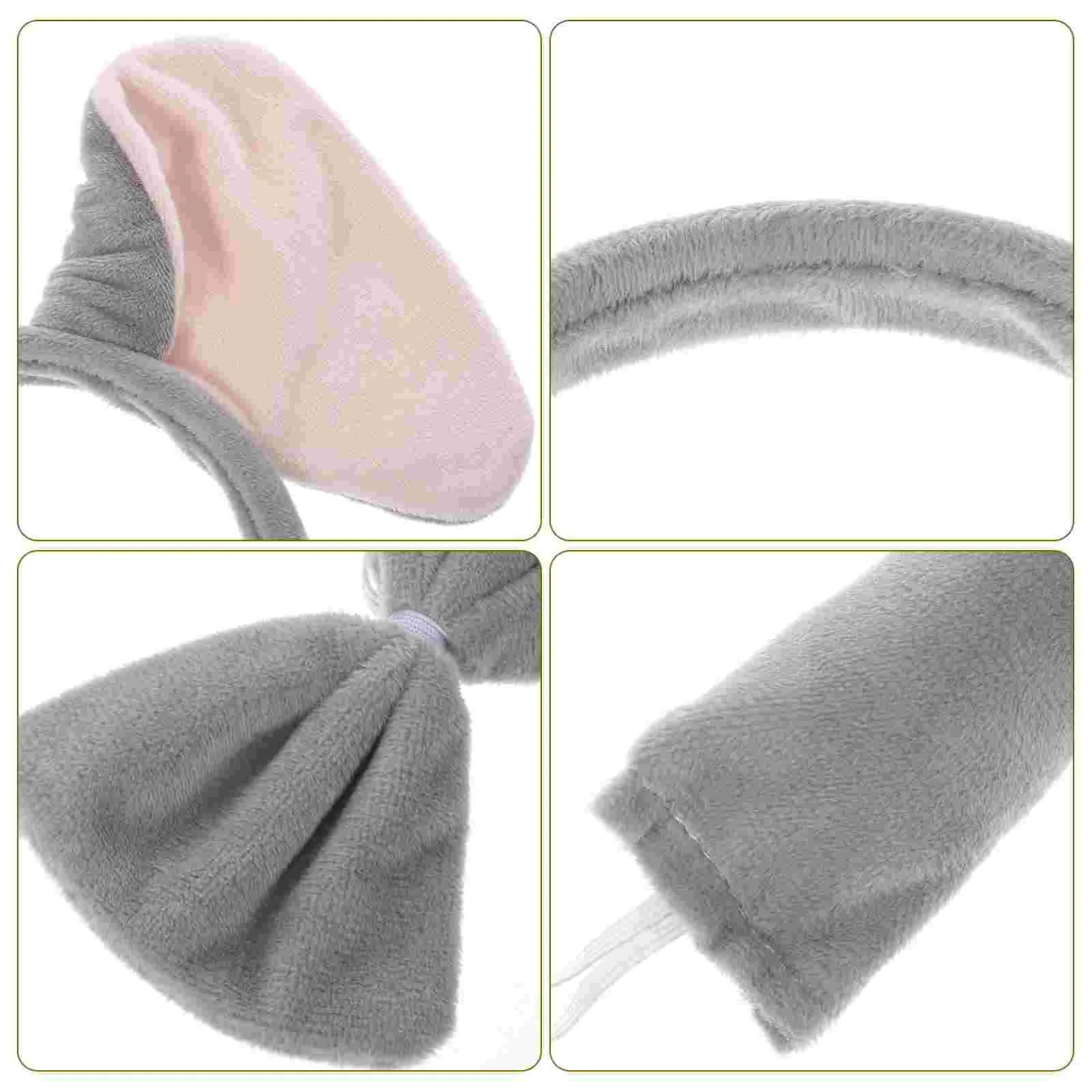 Elephant Ear Headband Accessories Women Animals Make up Ears for Fabric Tail Adult Costume Miss